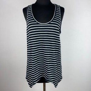 H By Bordeaux M Knit Striped Tank Asymmetric Sharkbite Hem